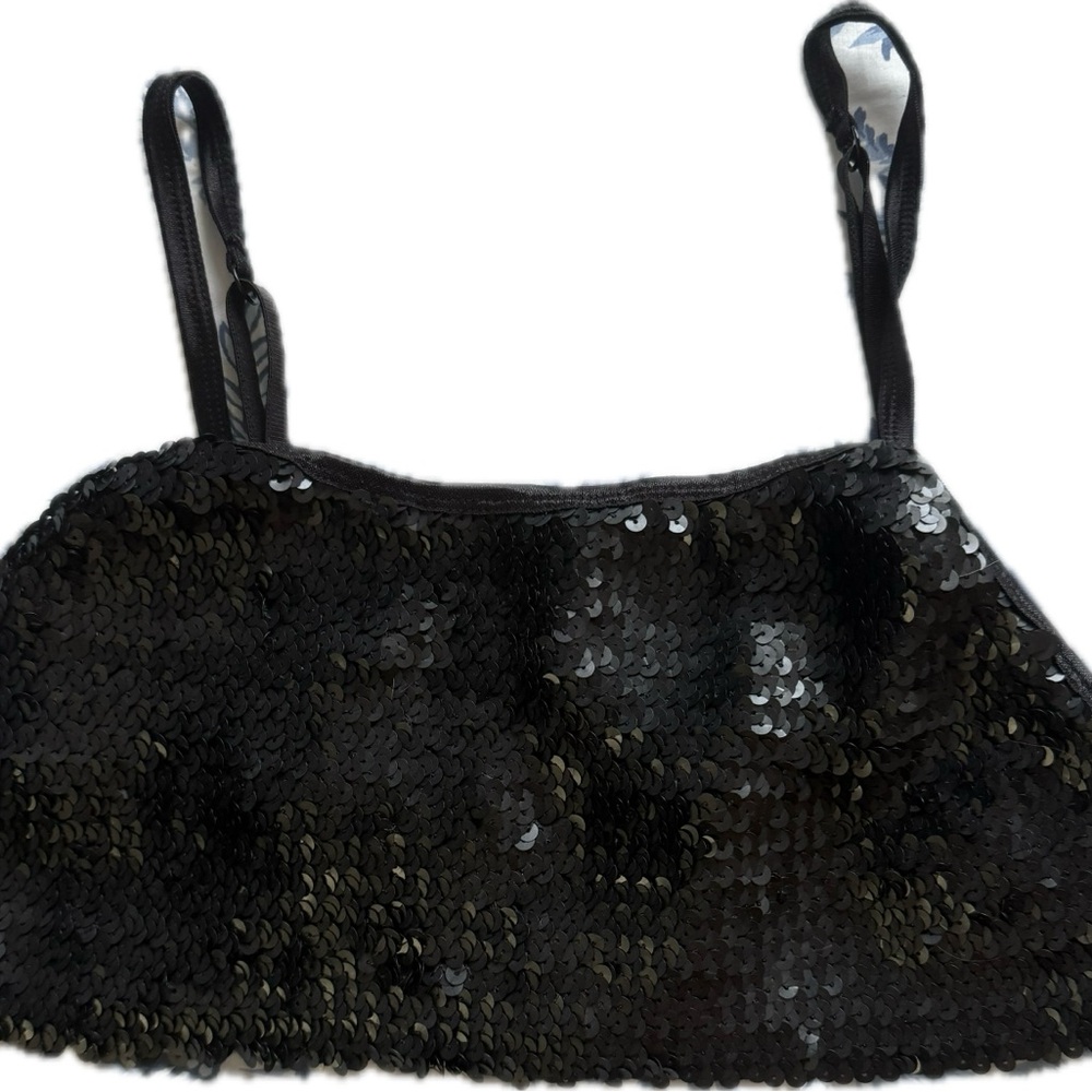 Urban Outfitters Black Sequin Crop Top